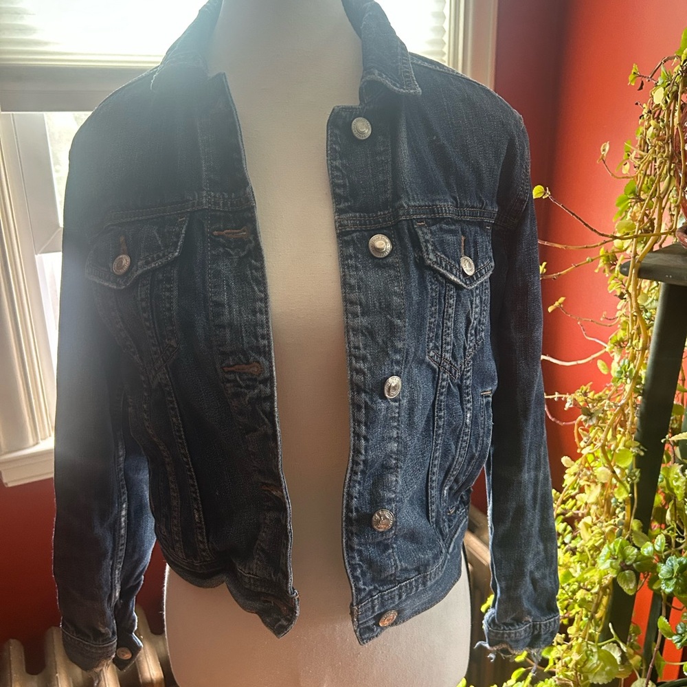 American Eagle Outfitters Distressed Blue Denim Jacket